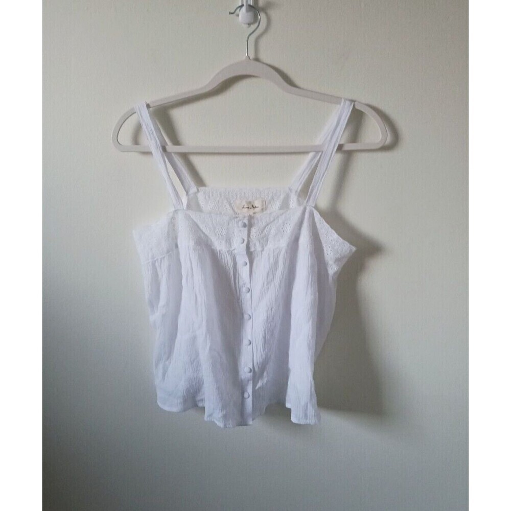 Love Notes Girls Floral Crop Tank Top Eyelet Sleeveless Boho White‎ Size L NWT